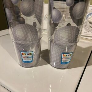 Two Tervis Golf Ball Pattern Tumblers